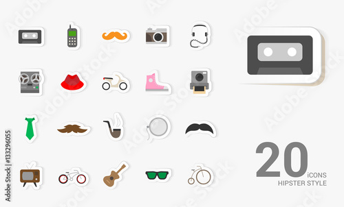 Hipster style color icons set