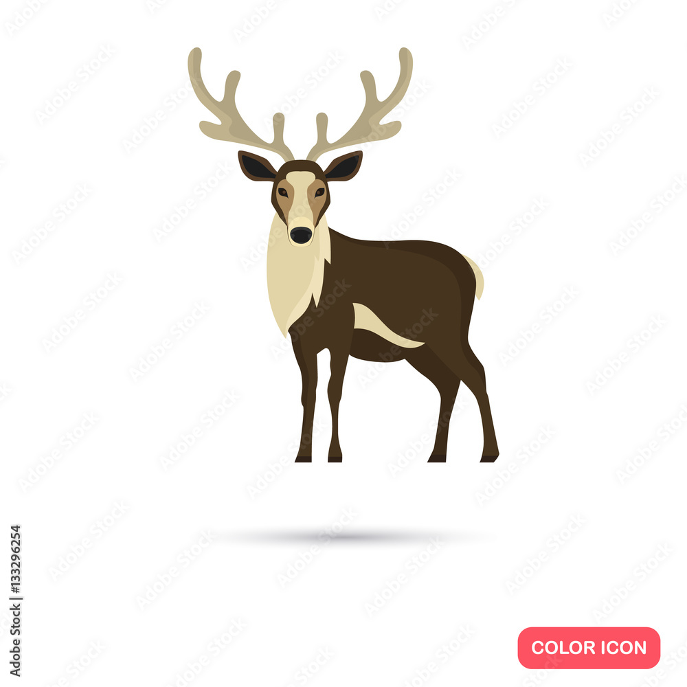 Fototapeta premium Reindeer color flat icon for web and mobile design