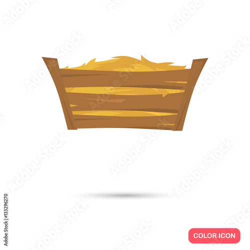 Feeder with hay for grazing animals color flat icon for web and mobile design