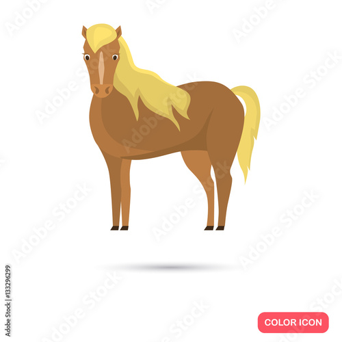 Horse color flta icon for web and mobile design