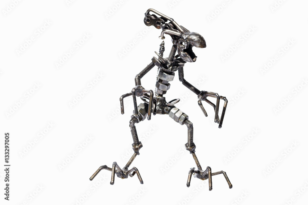 Children homemade toy made of metal. The layout of the metal monster. Children homemade toy made of metal. The layout of the metal monster.