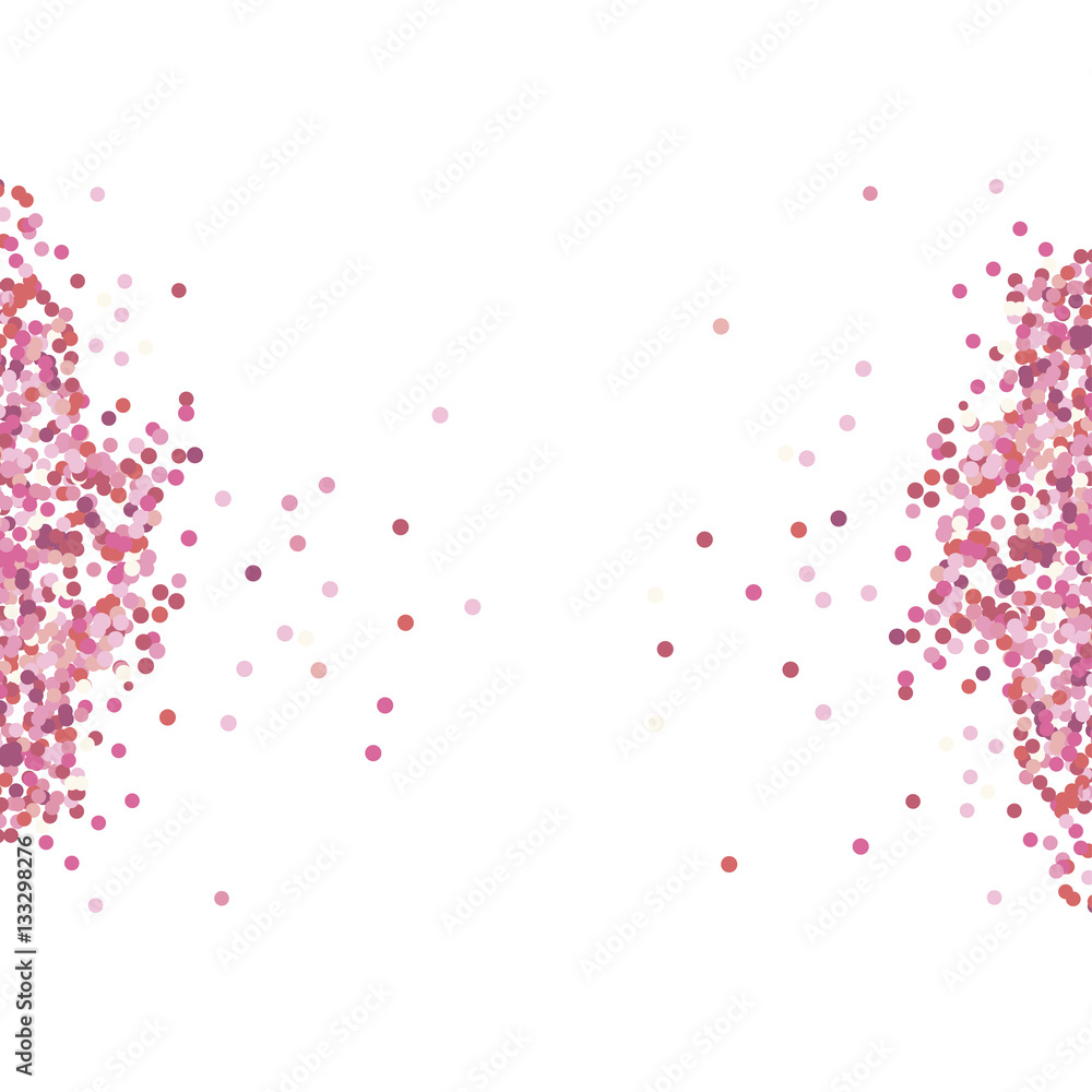 Pink confetti in white background with text place