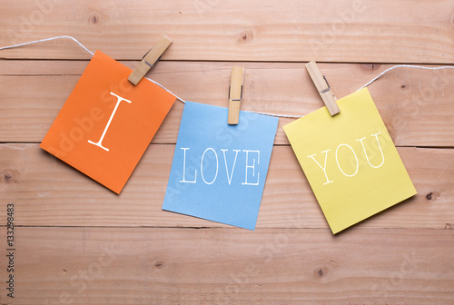 i love you note cards hanging from clothesline
