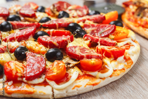Pizza with Mozzarella Cheese, Fresh Tomato and Mushrooms