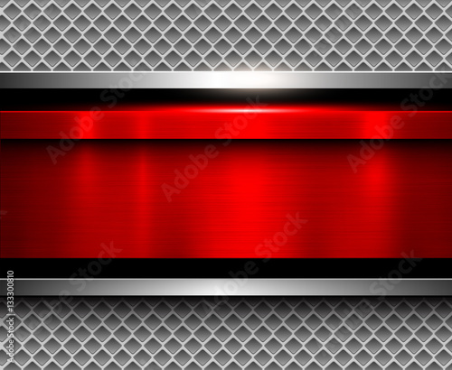 Background metallic silver with red metal banner