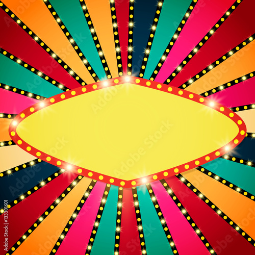 Retro banner on colorful shining background