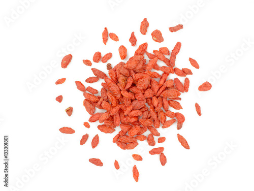heap of goji berries isolated on white background