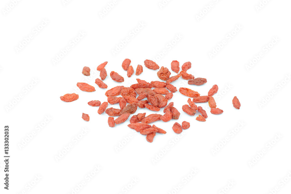 heap of goji berries isolated on white background