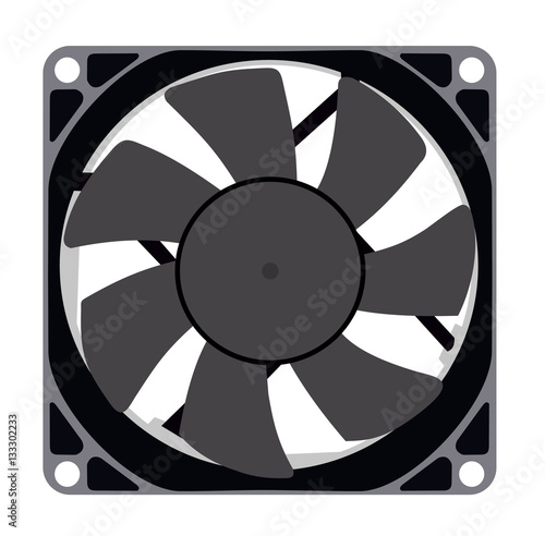 A computer fan on a white background. Flat vector isolated illustration