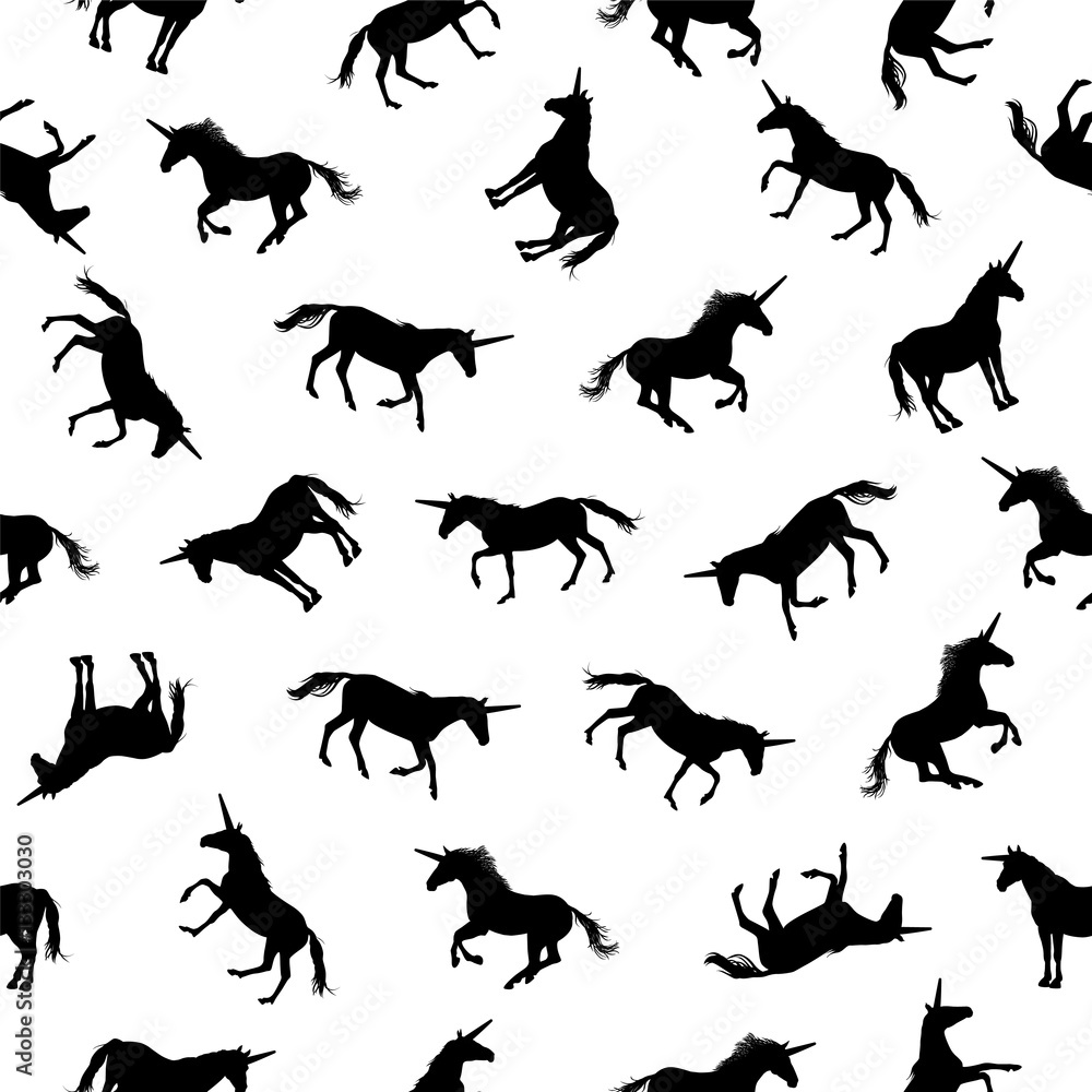 Fotografie Seamless pattern. Silhouettes of unicorn