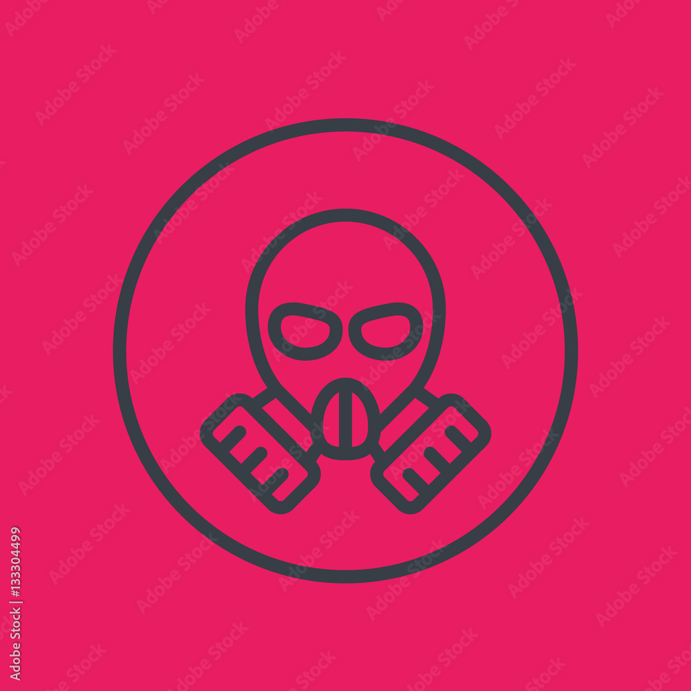 gas mask line icon in circle, vector illustration