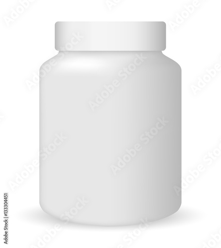 White medical container on white background