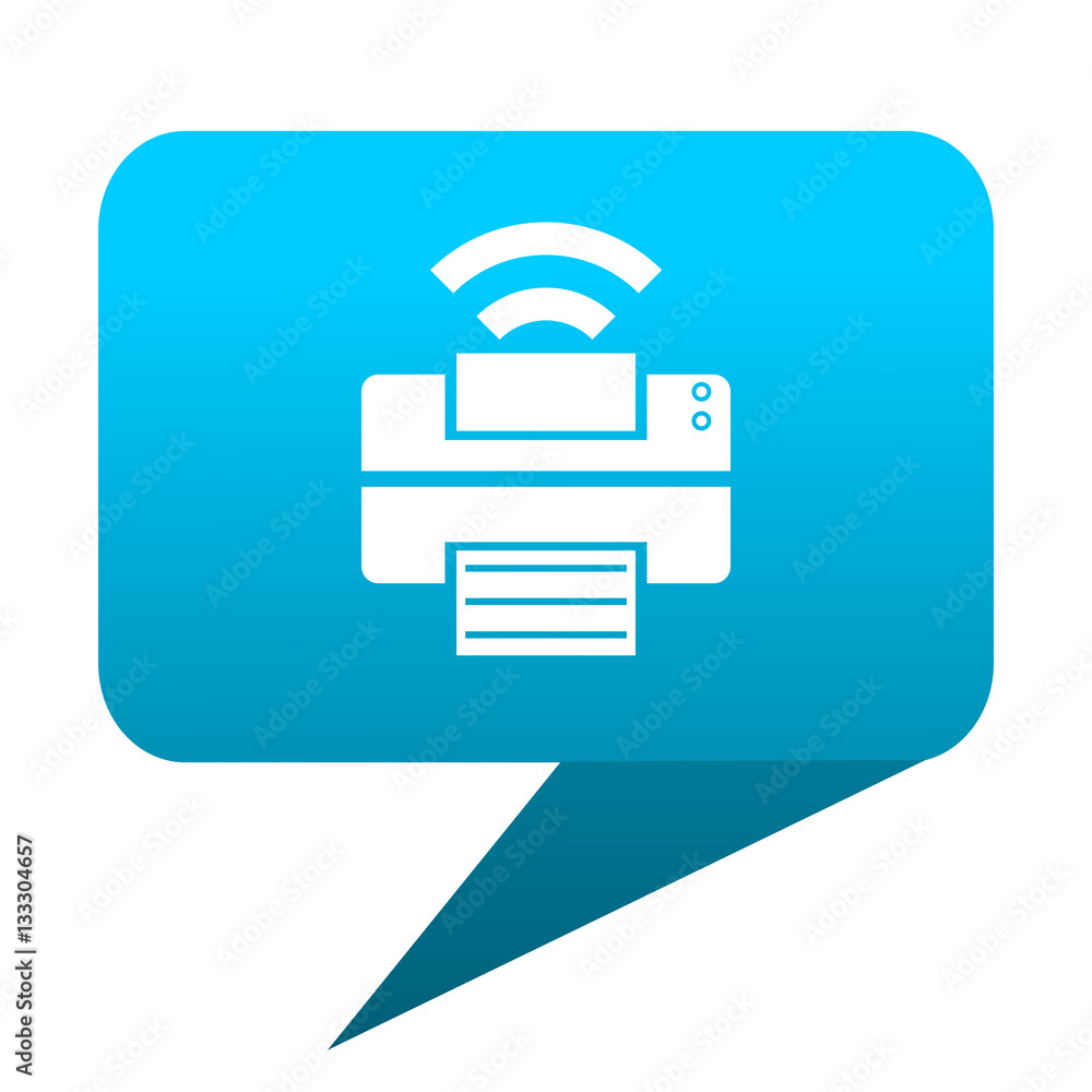 printer blue bubble icon printer blue bubble icon