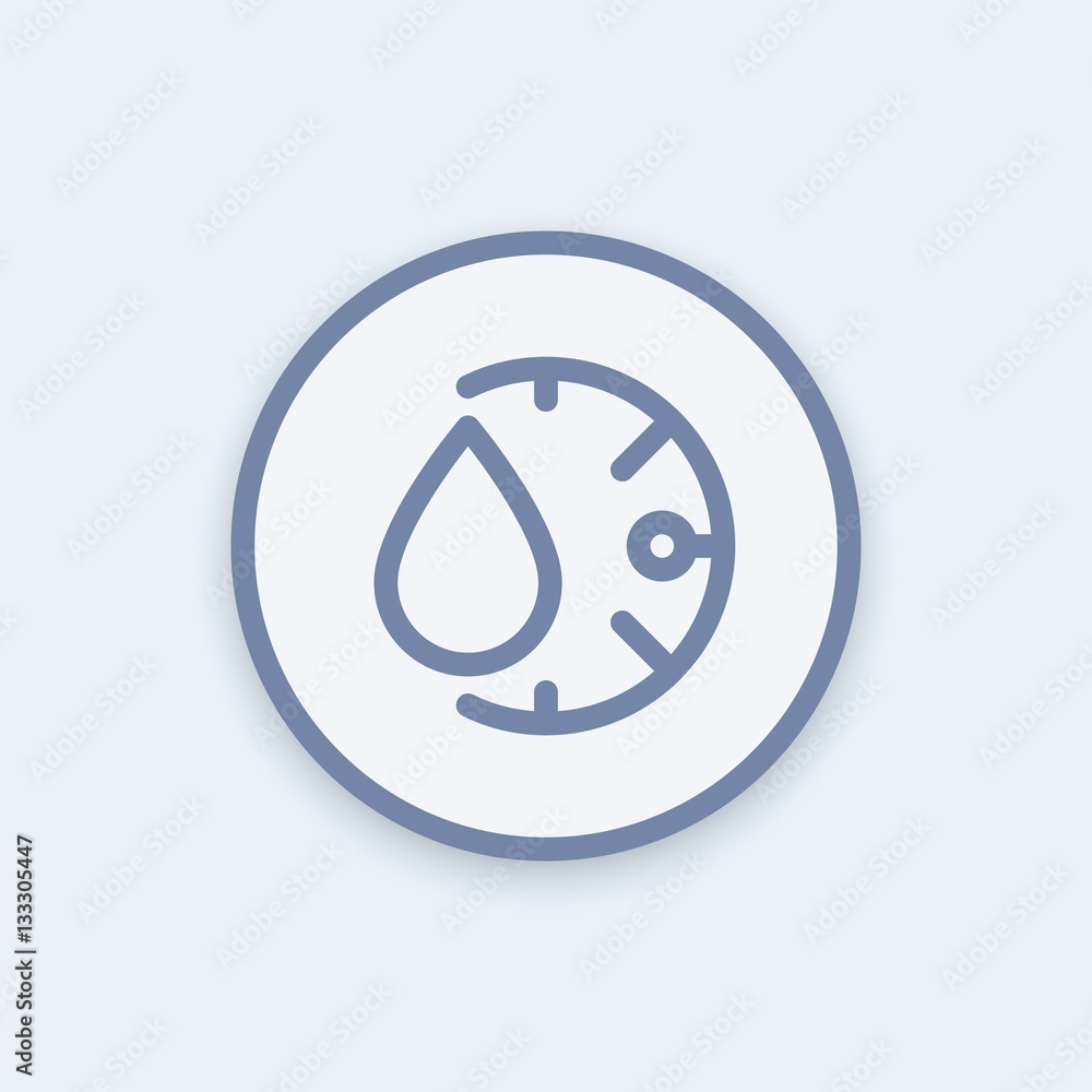 humidity icon in linear style, round pictogram humidity icon in linear style, round pictogram
