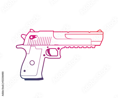 pistol outline over white, handgun, powerful gun vector illustration