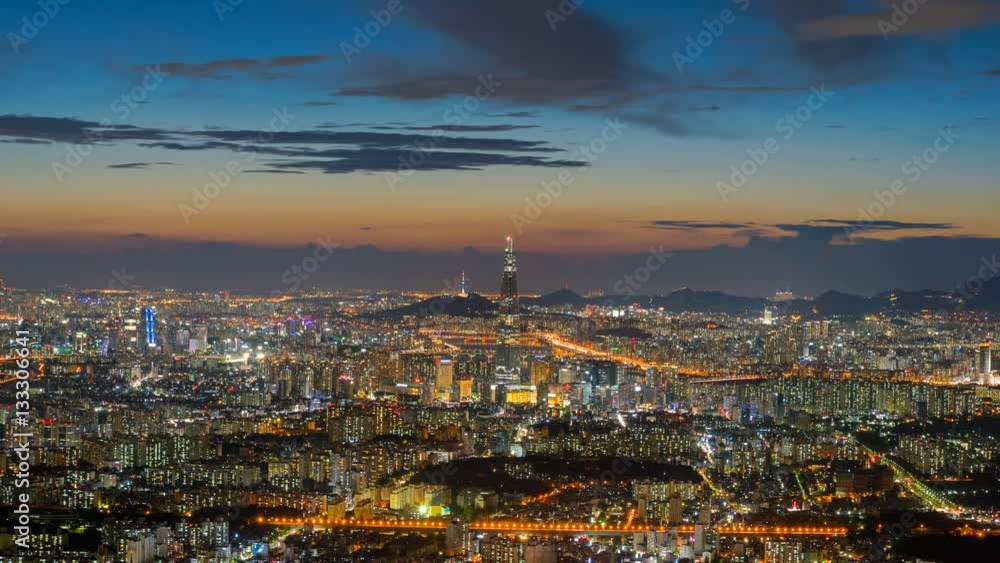 Time lapse of Seoul City and Lotte Tower ,South Korea. Time lapse of Seoul City and Lotte Tower ,South Korea.