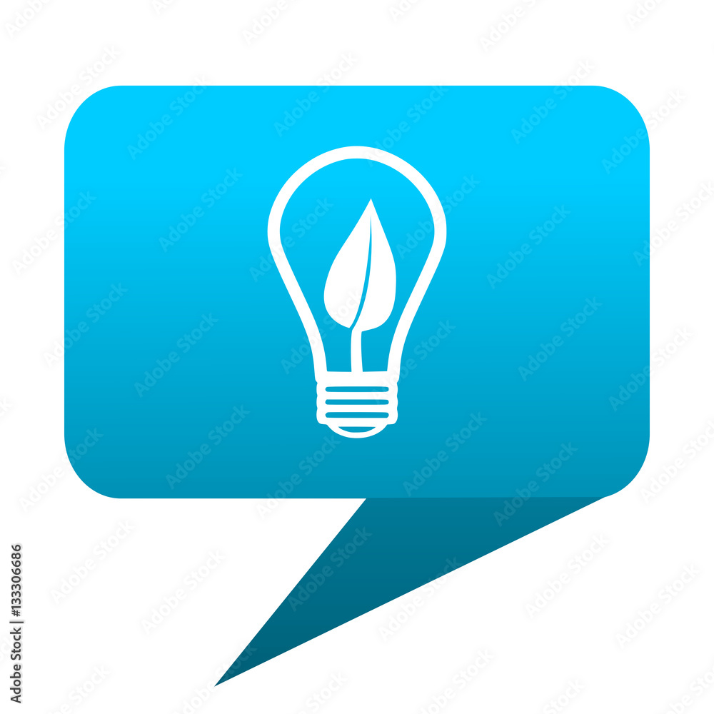 Green energy light bulb blue bubble icon Green energy light bulb blue bubble icon