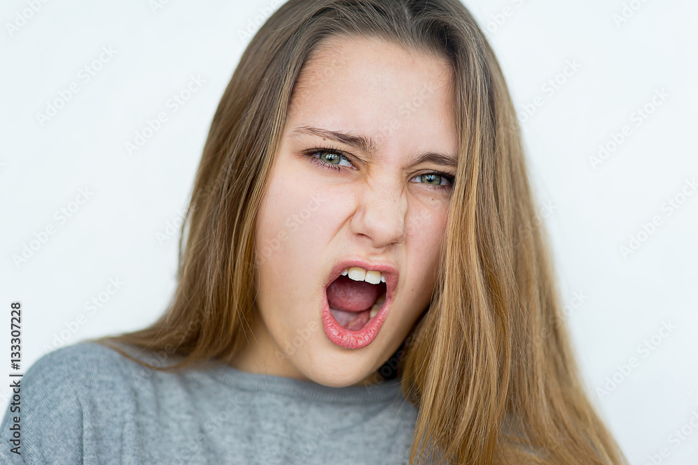 Teenager girl emotional posing isolated Teenager girl emotional posing isolated