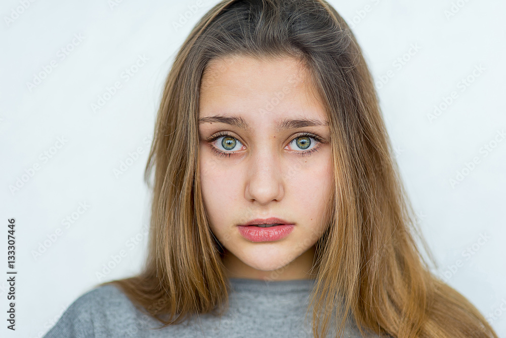 Teenager girl emotional posing isolated Teenager girl emotional posing isolated