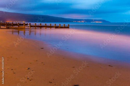 Barmouth, Wales, UK, coast and beach at Night.