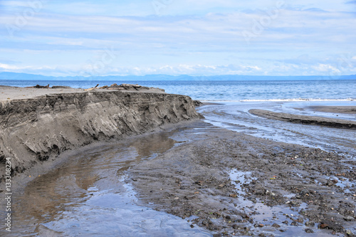 Coastal erosion with sand washed away from the each following Hurricane Otto, Guanacaste, Costa Rica November 2016