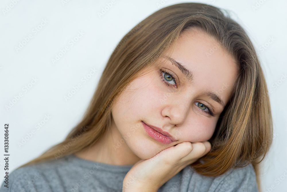 Teenager girl emotional posing isolated Teenager girl emotional posing isolated