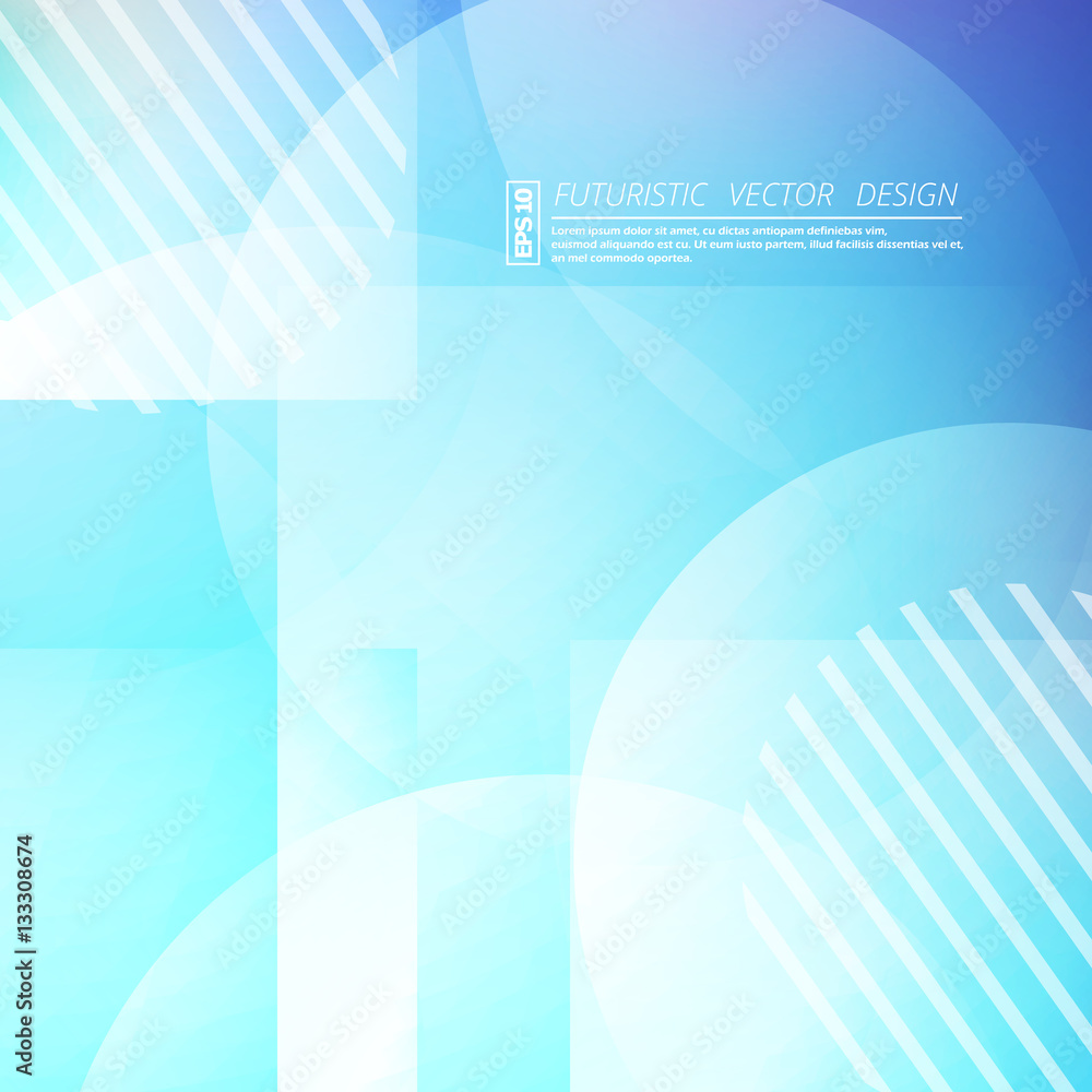 Fototapeta premium Abstract composition. Futuristic technology backdrop. Blue color gradient quadrangle figure. Sphere font texture. Creative banner. Quadrate wallpaper. White lines connection flyer fiber. Vector art.