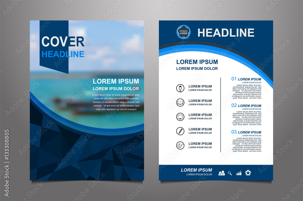 blue Vector annual report Leaflet Brochure Flyer template design, book ...
