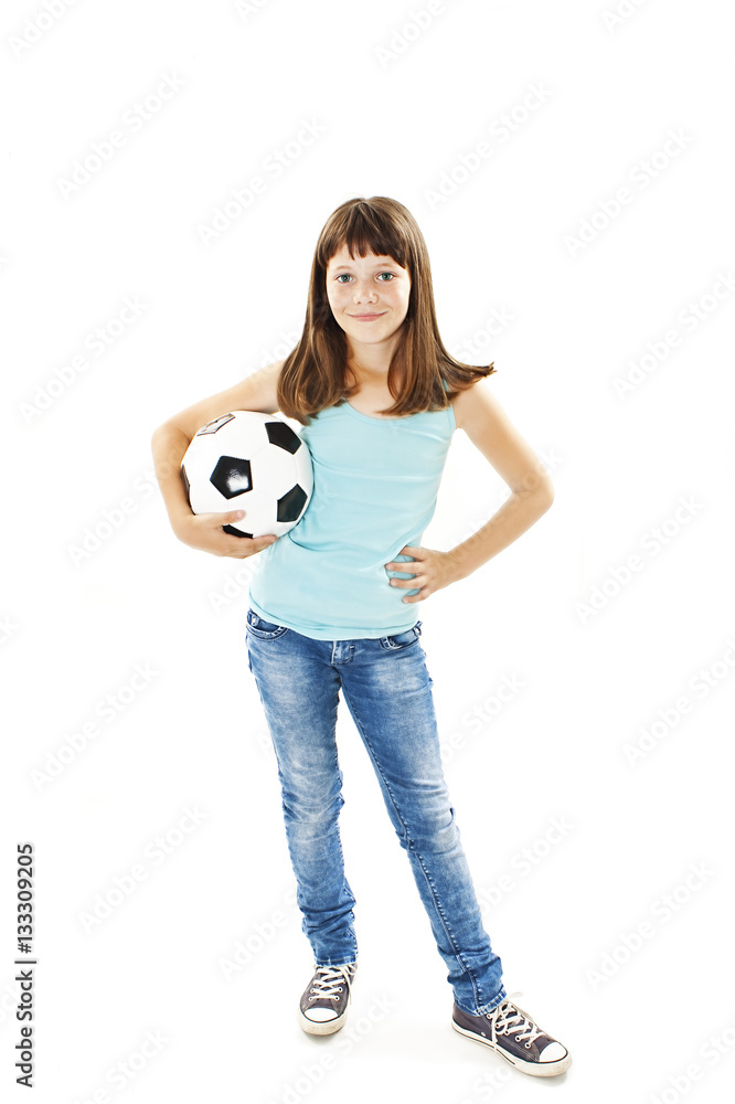 Little girl with the ball. Isolated on white background
Little girl with the ball. Isolated on white background