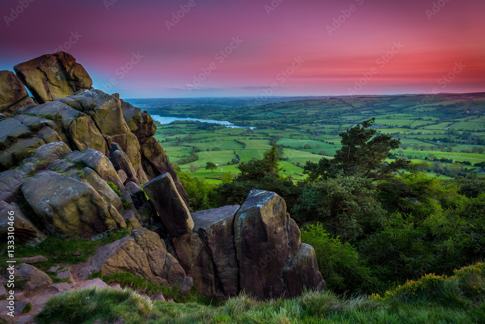 The Roaches at sunset, Peak district national park, UK