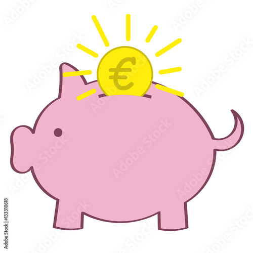 Sparschwein mit Münze zum Sparen