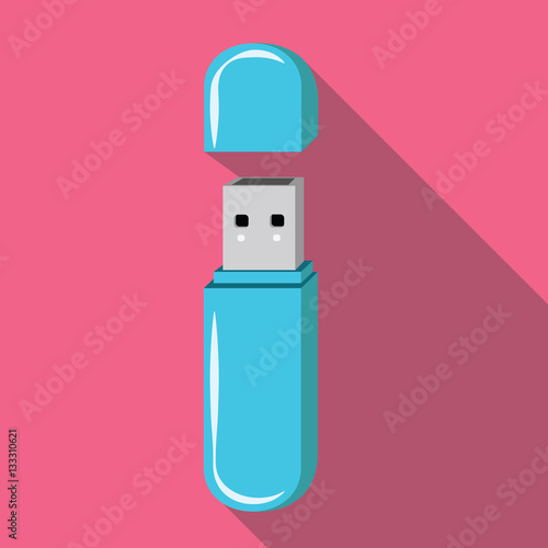 flash drivevector flat icon isolated on pink background. Simple illustration of technology elements, editable icons, can be used in logo, UI and web design
