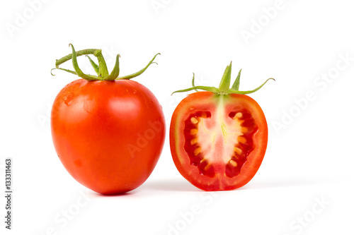 fresh tomato on white background.