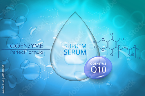 Coenzyme Q10. Beauty treatment nutrition skin care design. Vector Concept for web and print.