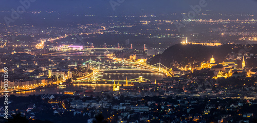 Budapest night landscape with river Danube