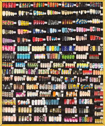 colorful rainbow collection of handmade nail designs chart sampl photo