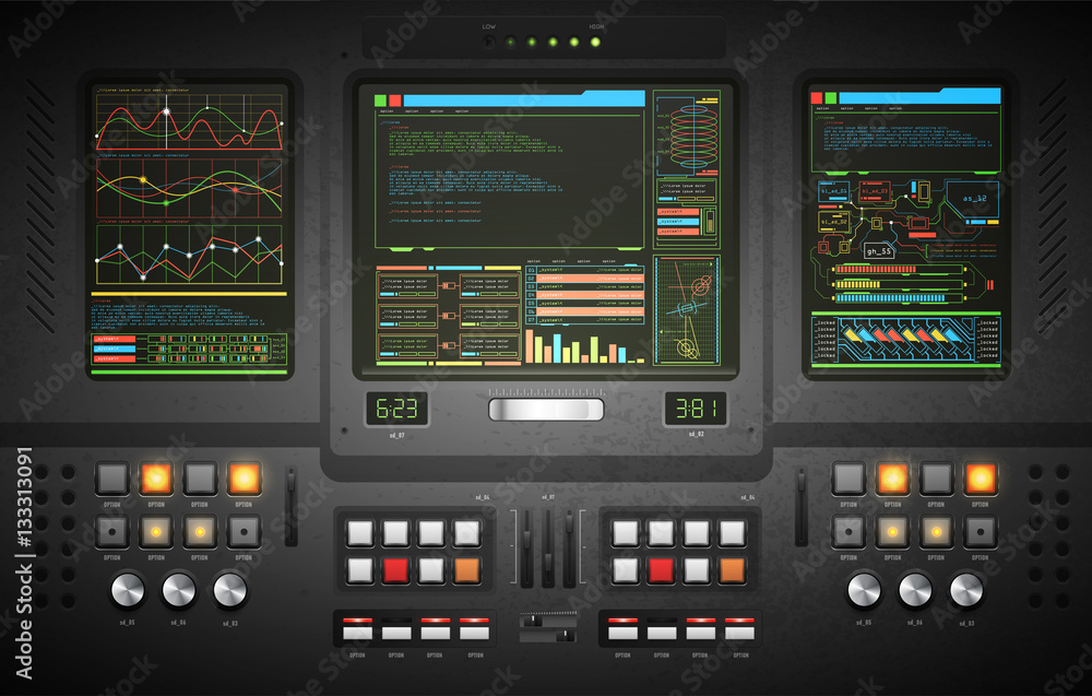 lo-fi user interface. Creative template in the style of science fiction.