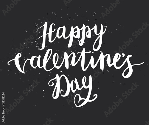Happy Valentines Day Hand Drawing Pen Brush Lettering. Vector.