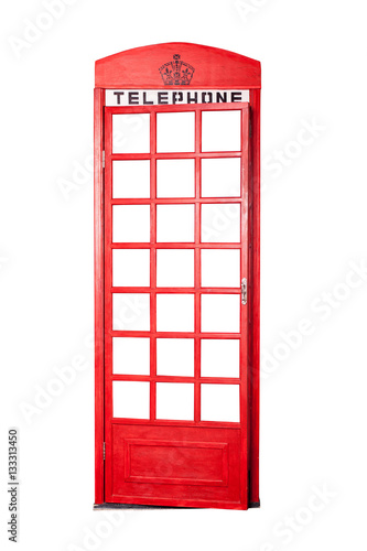 vintage phone booth isolated on white. Telephone box. Retro call box
