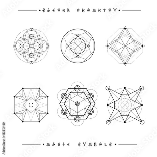 Sacred geometry signs. Set of symbols and elements. Alchemy, religion, philosophy, spirituality, hipster symbols and elements. geometric shapes