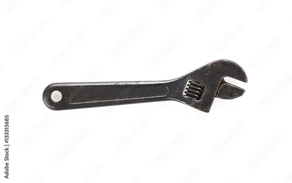 old black wrench isolated on white background old black wrench isolated on white background