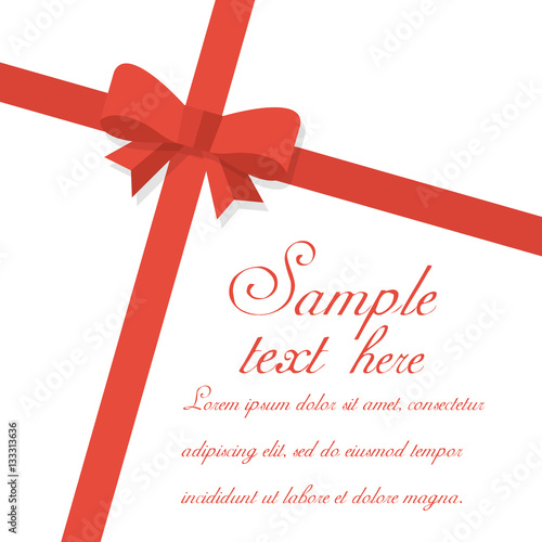Red bow isolated on white background. Vector illustration flat design.Space for text, congratulations.