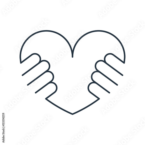 Heart hug isolated line icon on white background
