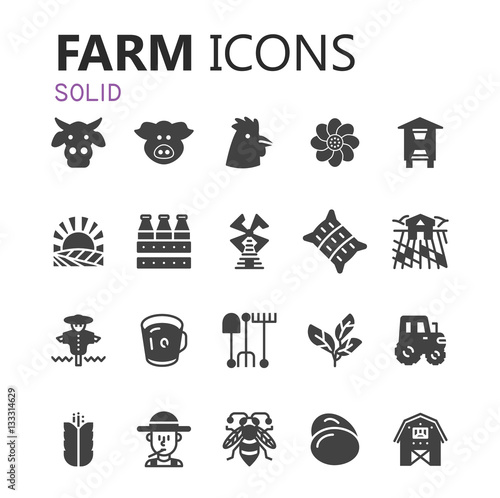 Simple modern set of farm icons.