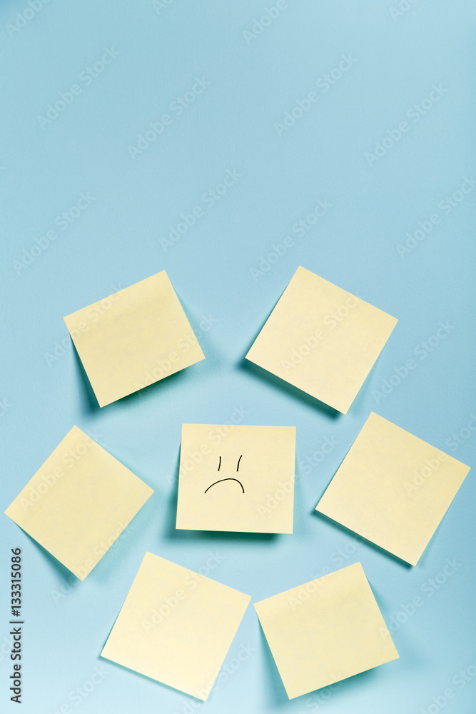 Blue Monday! - The most depression day of the Year. Yellow sticky stickers notes post-it. Blue Monday! - The most depression day of the Year. Yellow sticky stickers notes post-it.