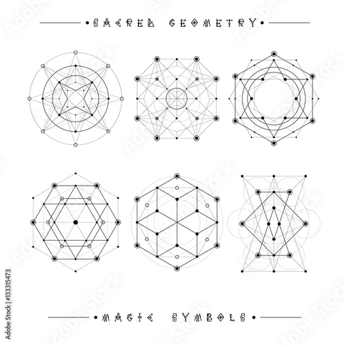 Sacred geometry signs. Set of symbols and elements. Alchemy, religion, philosophy, spirituality, hipster symbols and elements. geometric shapes