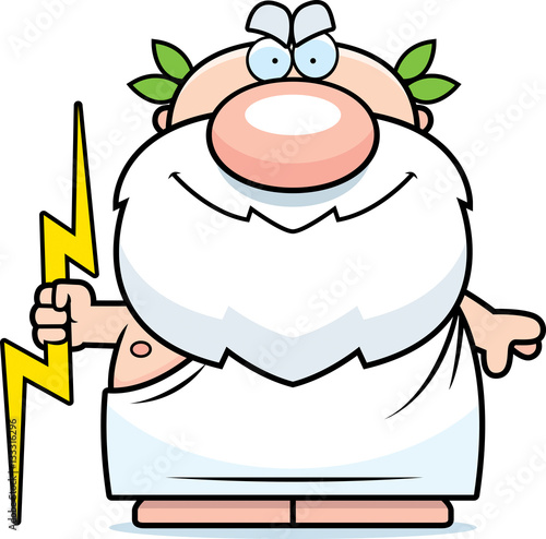 Cartoon Zeus Thunderbolt