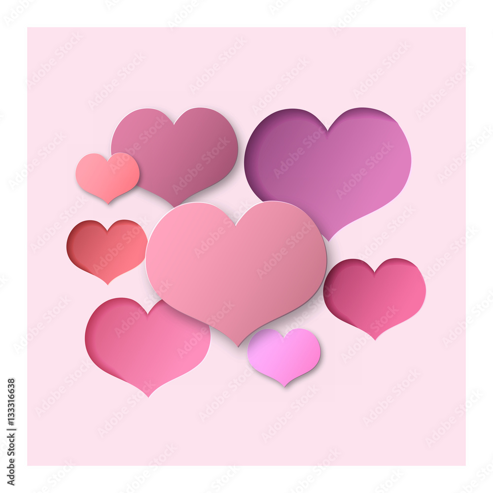 Pink Abstract Background Hearts for a Valentine Day. Can be used for Love Letter, Card, Valentines day Celebration, design, etc. Scope and Clipped Depth on Paper