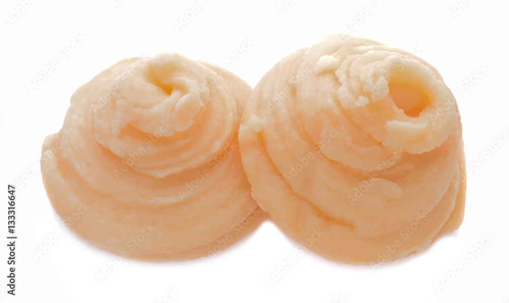 Fototapeta premium The palm sugar or Jaggery isolated on white background
