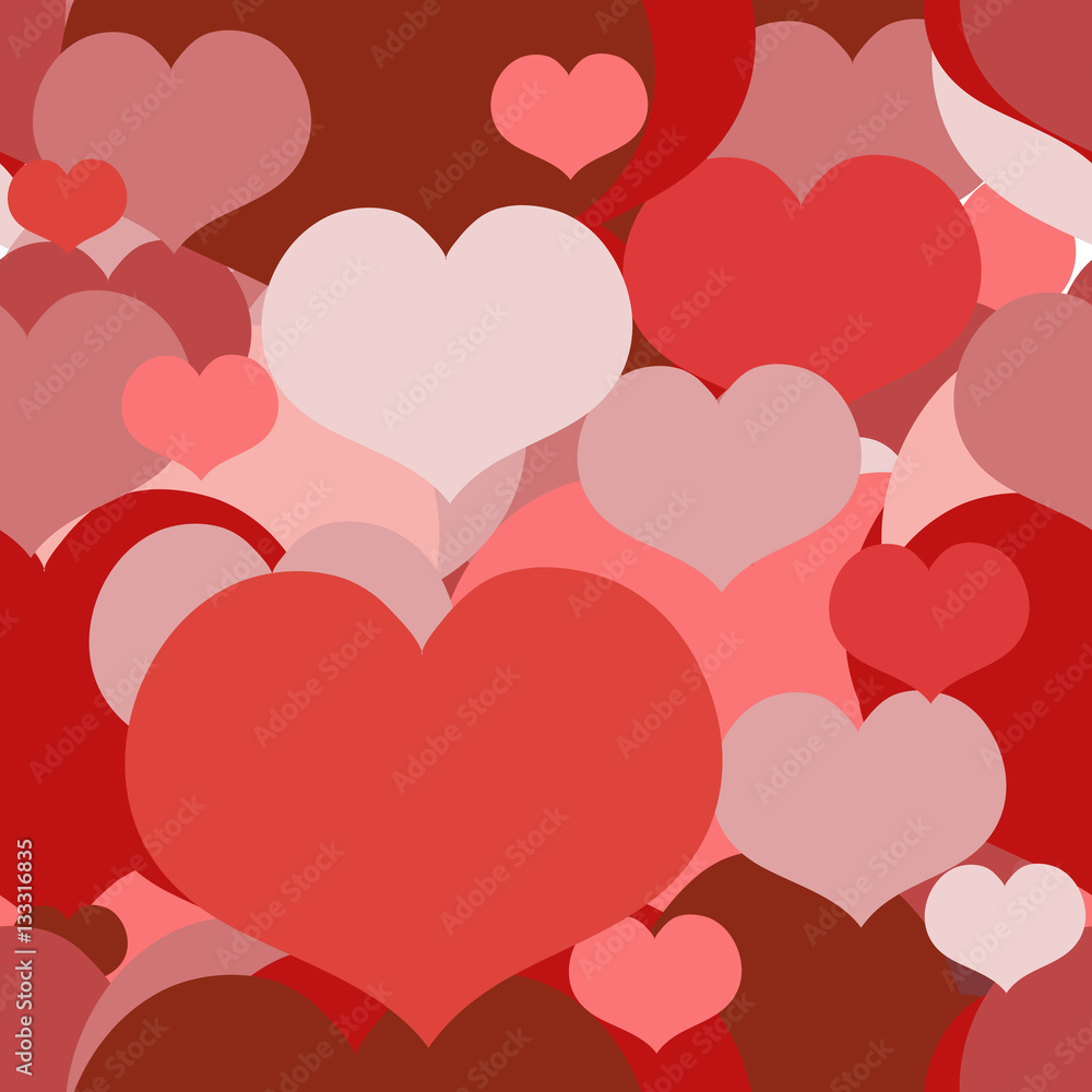 Seamless Red and Pink pattern for a Valentine Day with Overlapped Hearts. Can be used for a Love Valentine Letter, Card, Valentines day Celebration, design, wrapping, etc.